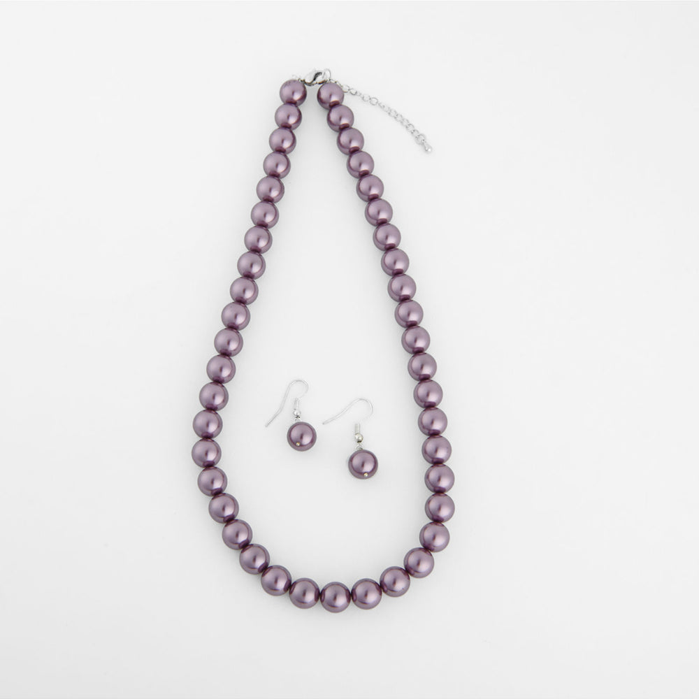 TOTAPARI Raspberry Mauve Pearls Necklace with Earrings