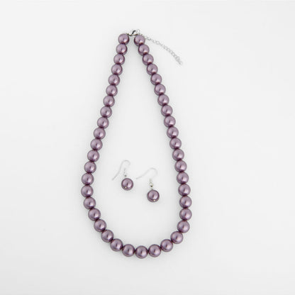 TOTAPARI Raspberry Mauve Pearls Necklace with Earrings