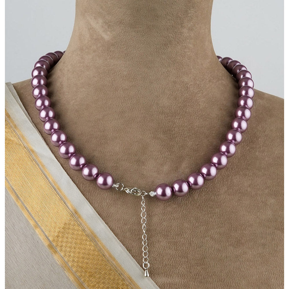 TOTAPARI Raspberry Mauve Pearls Necklace with Earrings