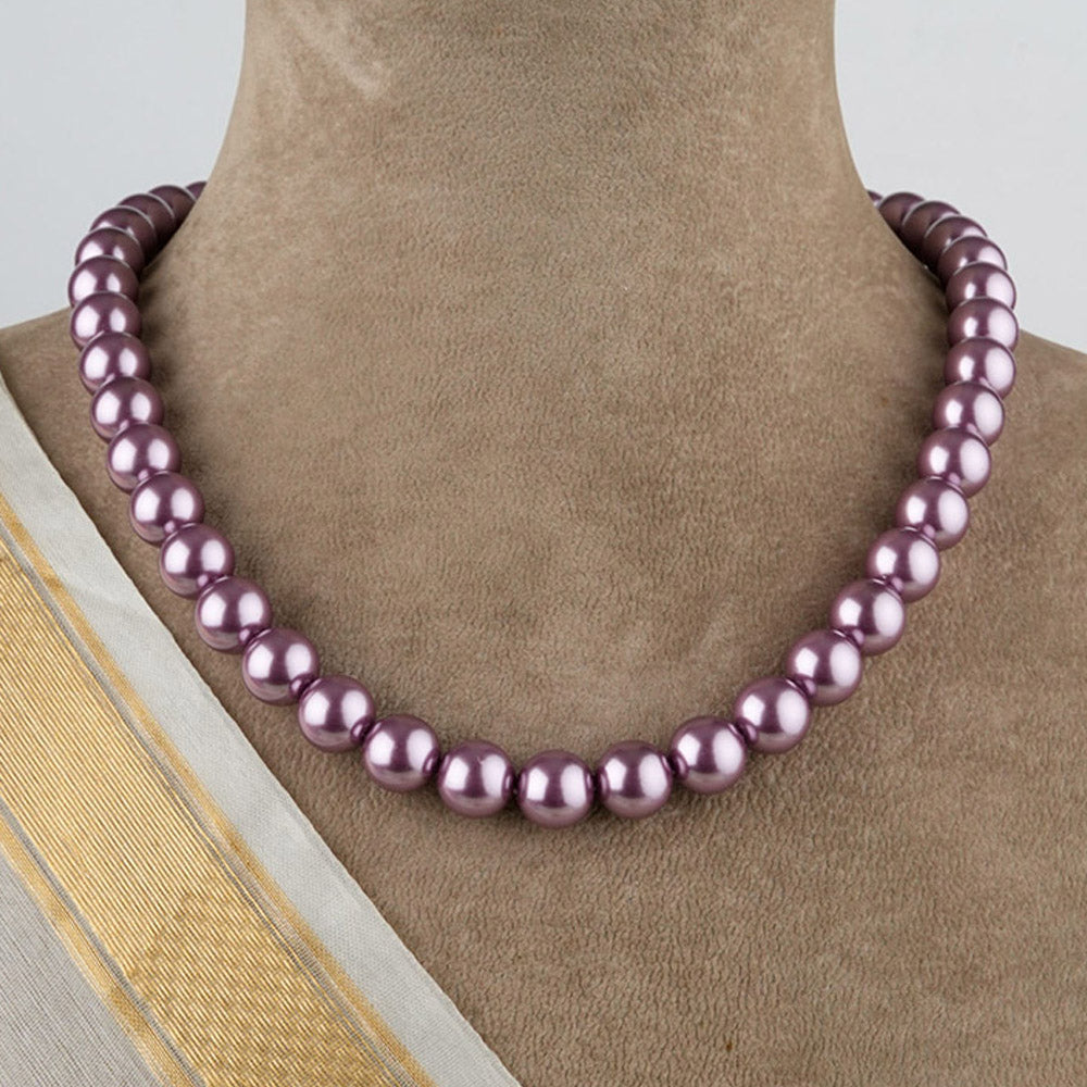 TOTAPARI Raspberry Mauve Pearls Necklace with Earrings