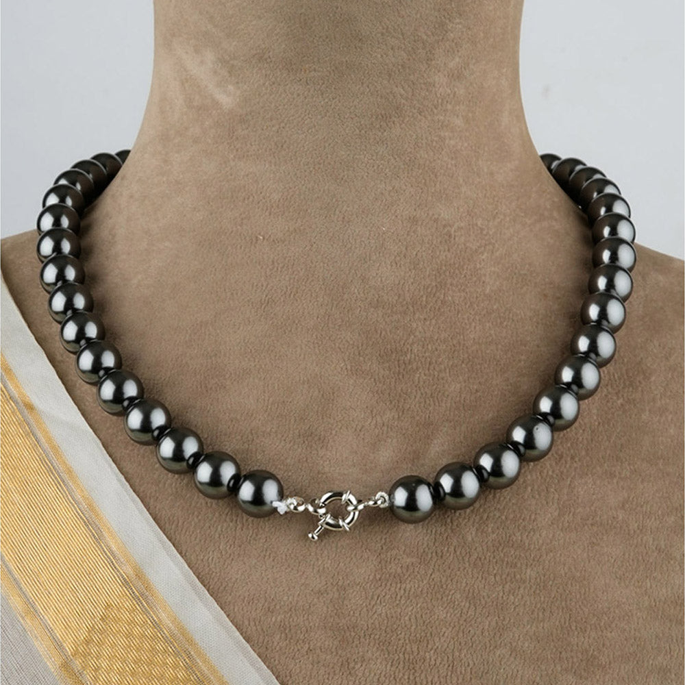 TOTAPARI Midnight Black Pearls Necklace with Earrings