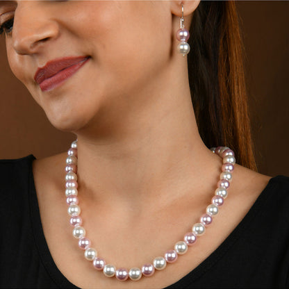 TOTAPARI Blush Pink And Bloom Pearls Necklace with Earrings