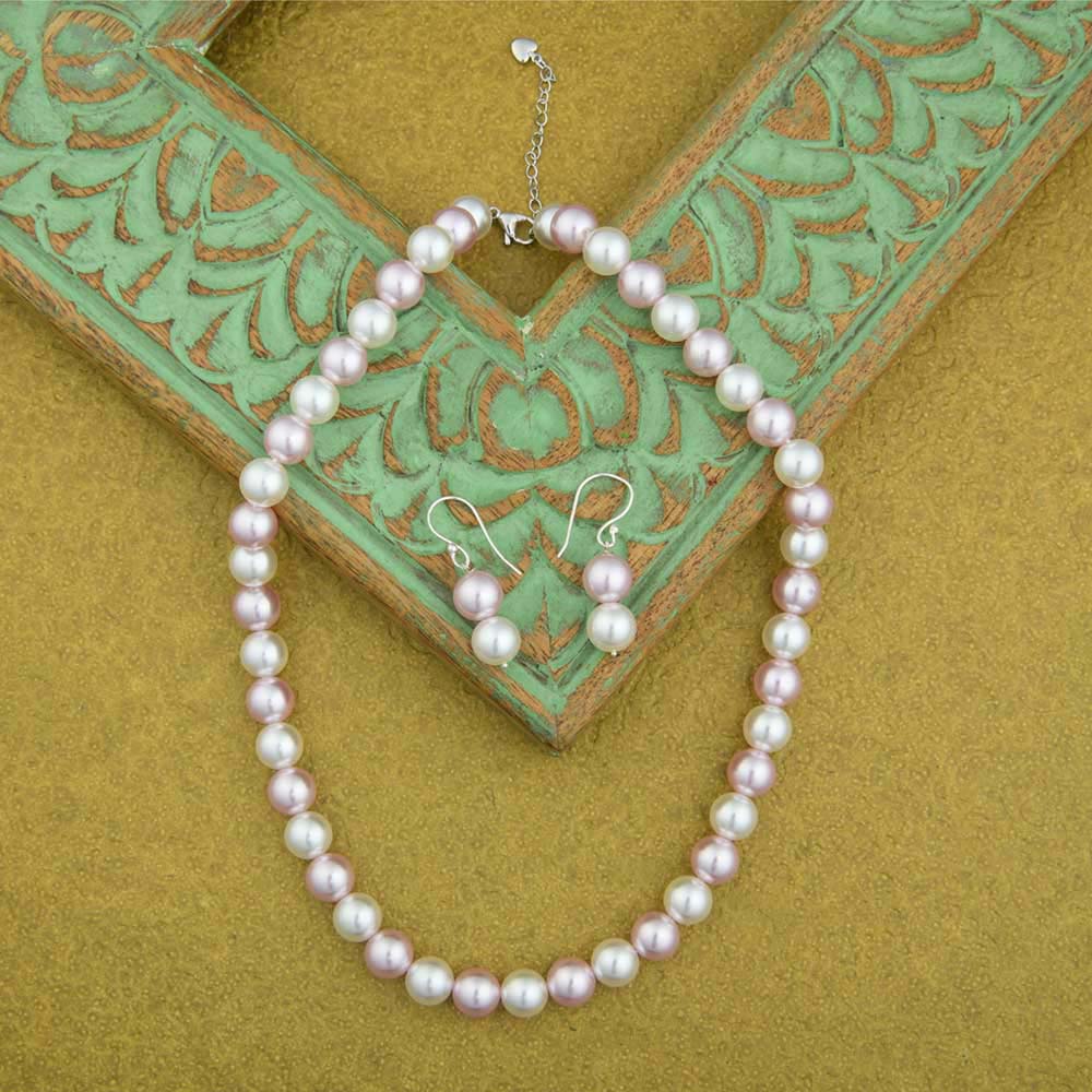 TOTAPARI Blush Pink And Bloom Pearls Necklace with Earrings