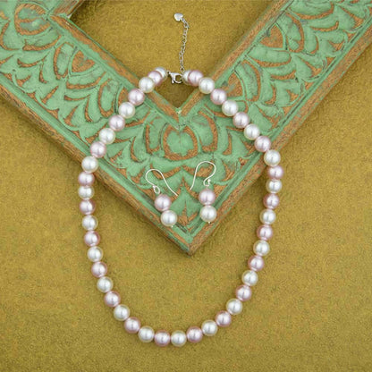 TOTAPARI Blush Pink And Bloom Pearls Necklace with Earrings