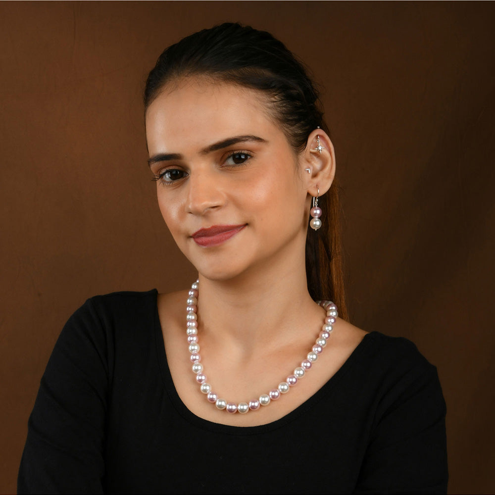 TOTAPARI Blush Pink And Bloom Pearls Necklace with Earrings