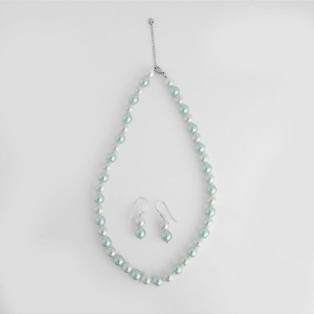 TOTAPARI Ocean Mist Green Pearls Necklace with Earrings