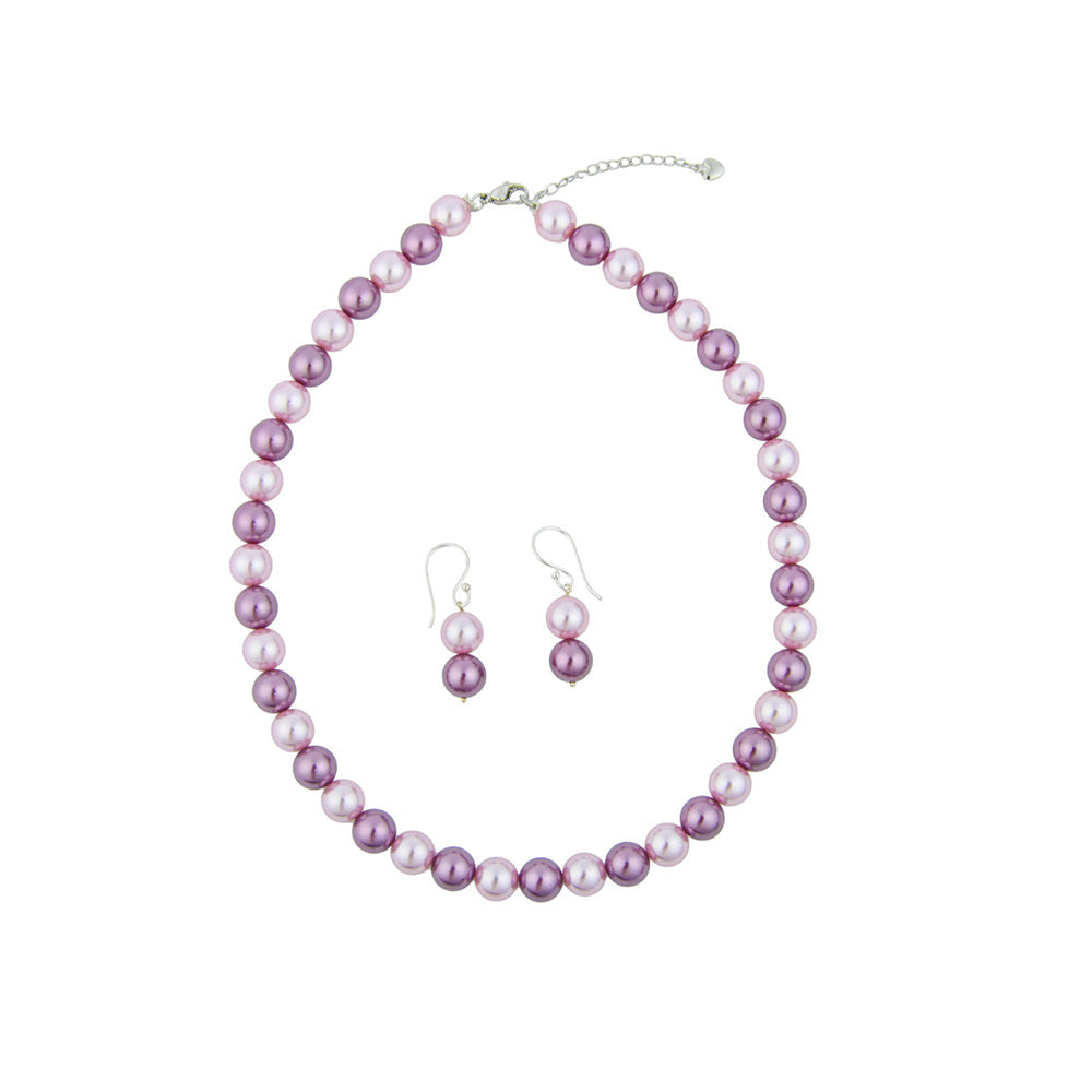 TOTAPARI Pink And Wine Pearl Necklace with Earrings