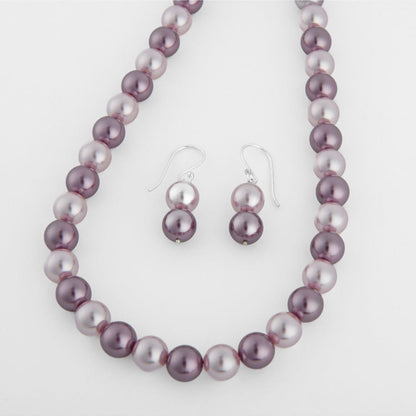 TOTAPARI Pink And Wine Pearl Necklace with Earrings