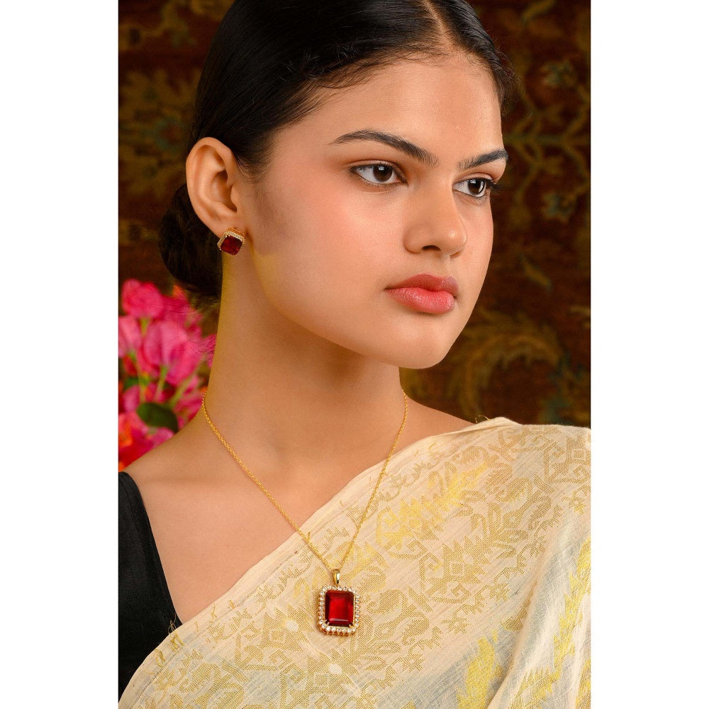 TOTAPARI Ruby Red Radiance Jewellery Set