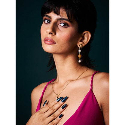 Trazenie Chameli Jewellery Set - Mismatched Earrings with Long Necklace with Bracelet