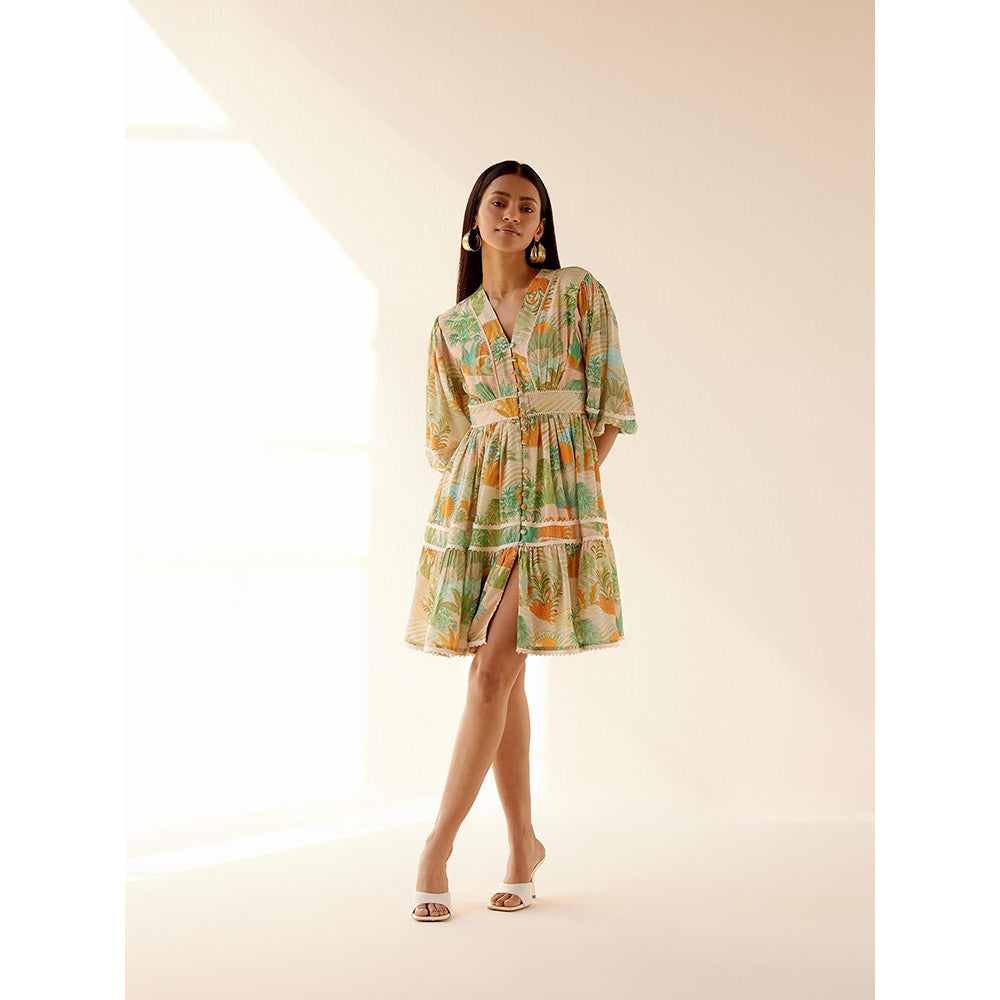 TRISARA Multicoloured Palm Knee Length Dress