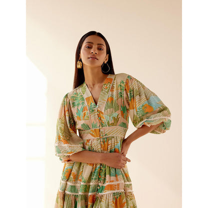 TRISARA Multicoloured Palm Knee Length Dress