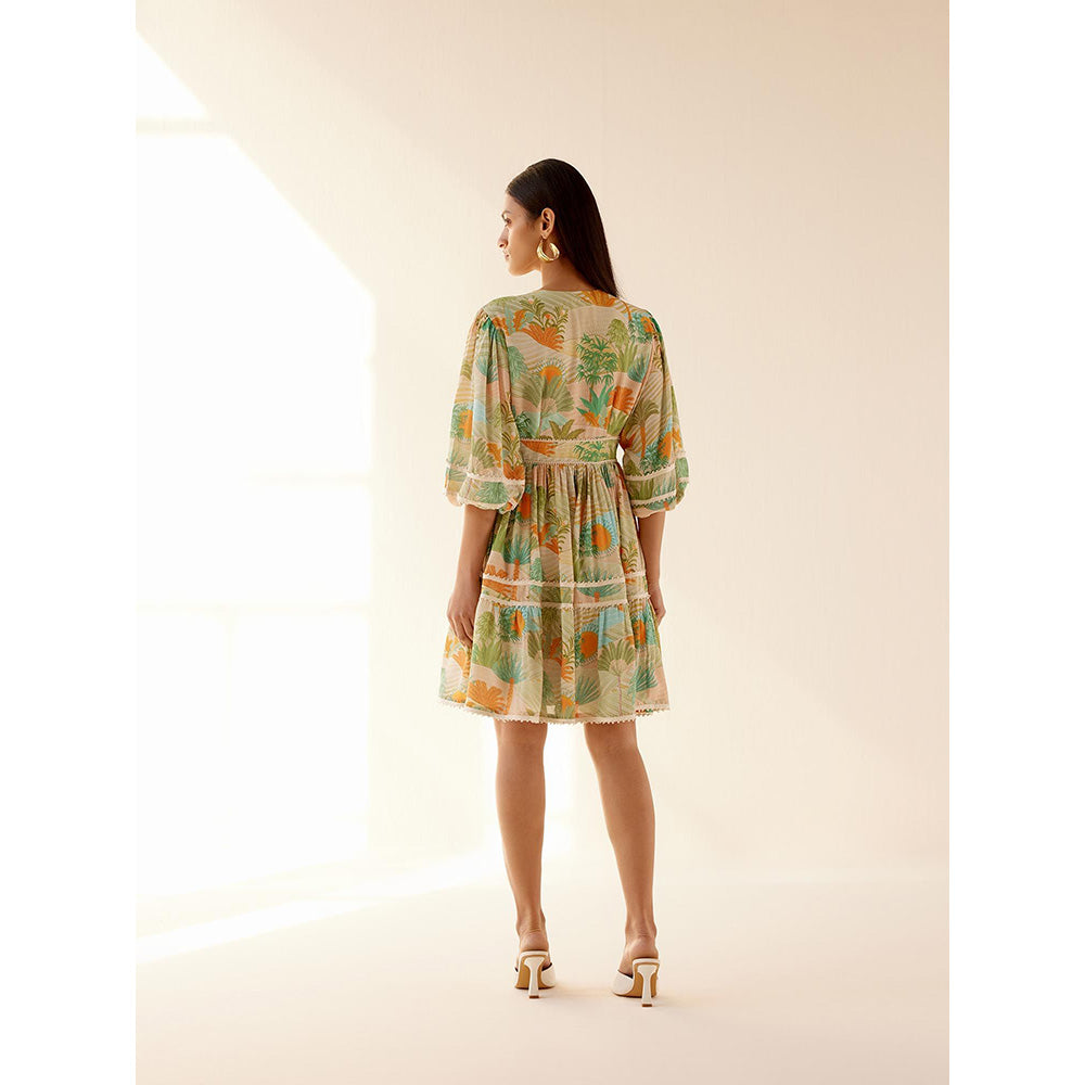 TRISARA Multicoloured Palm Knee Length Dress