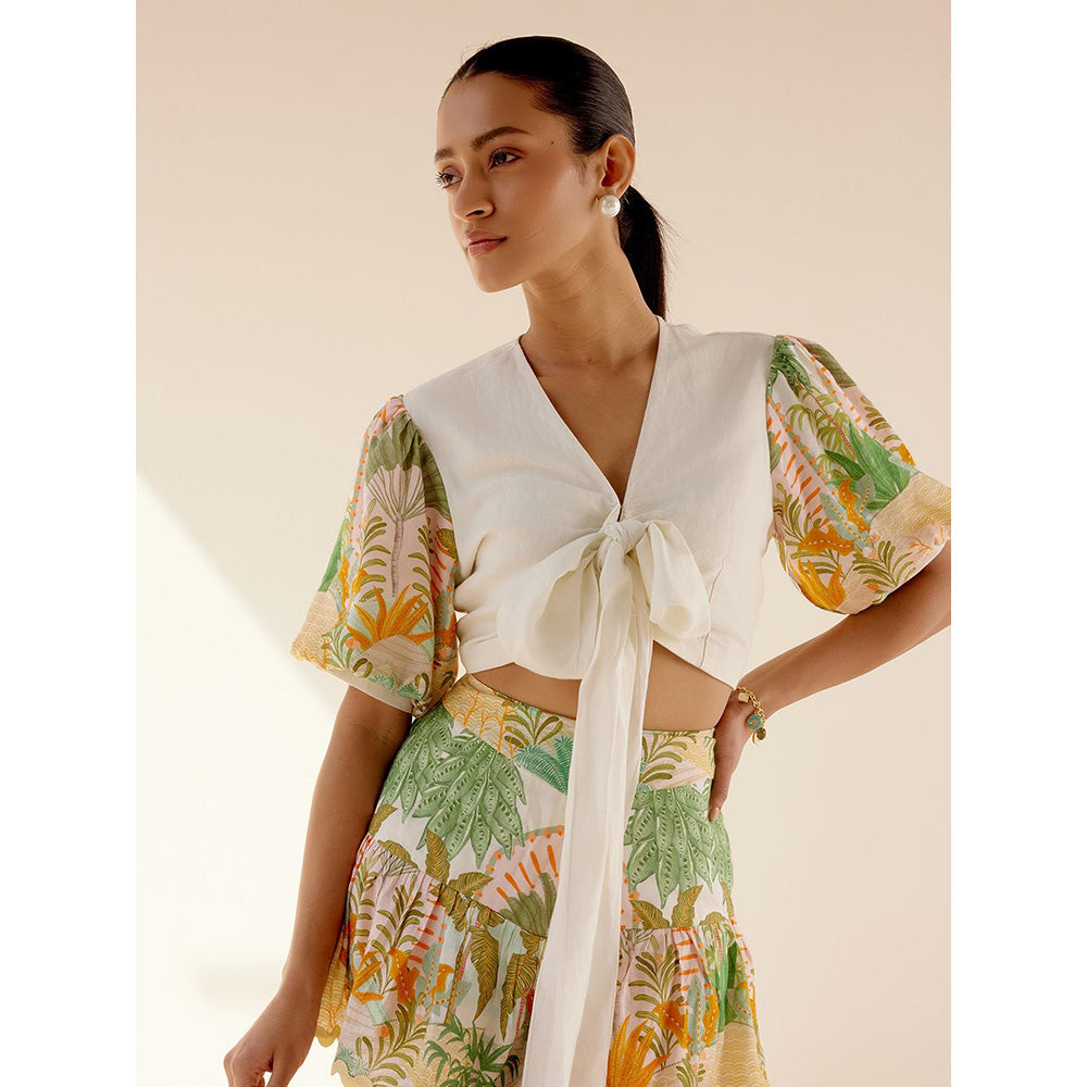 TRISARA Multicoloured Wild Flower Panelled Skirt with Top (Set of 2)