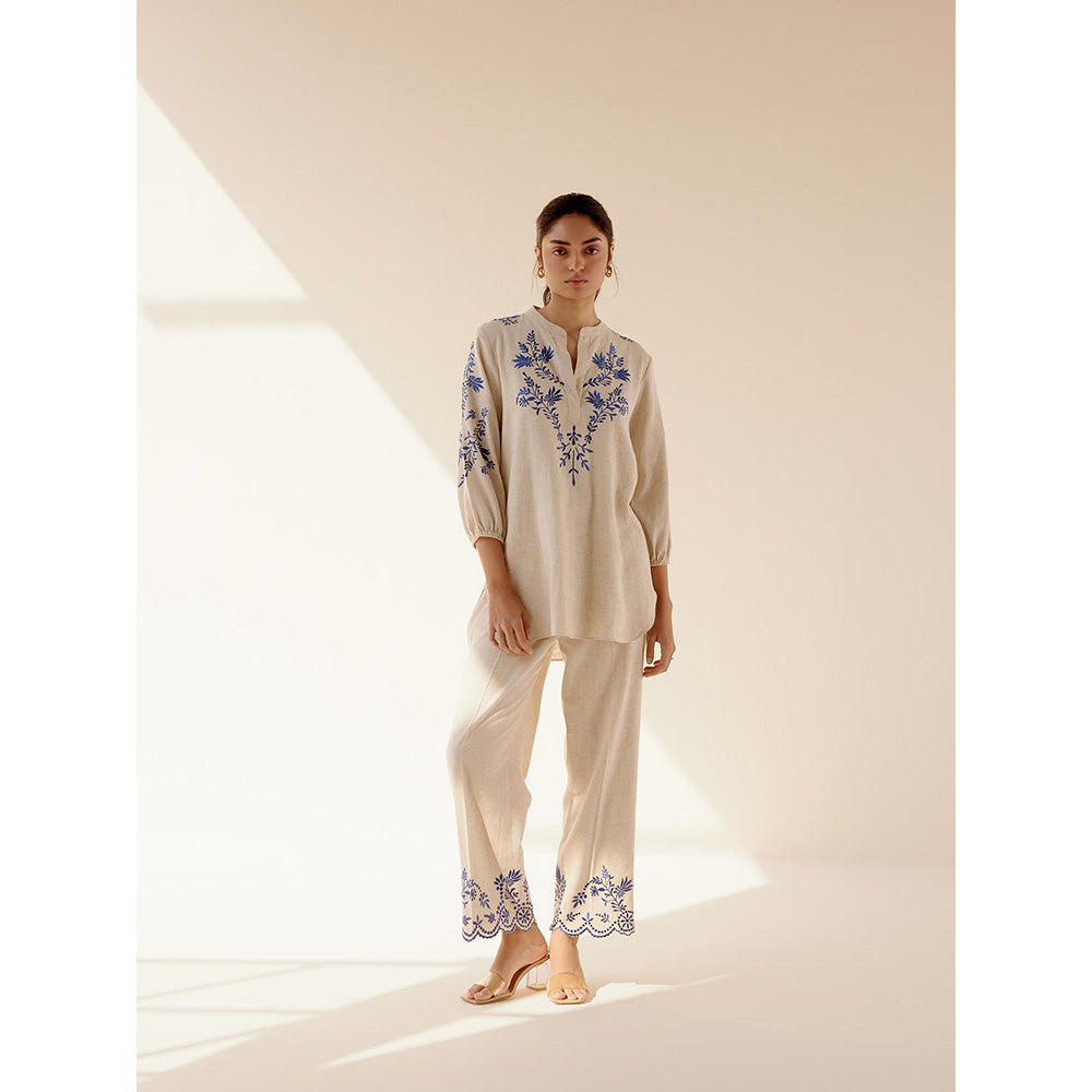 TRISARA Beige Meadow Linen Co-Ord (Set of 2)