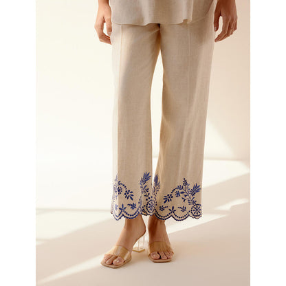 TRISARA Beige Meadow Linen Co-Ord (Set of 2)