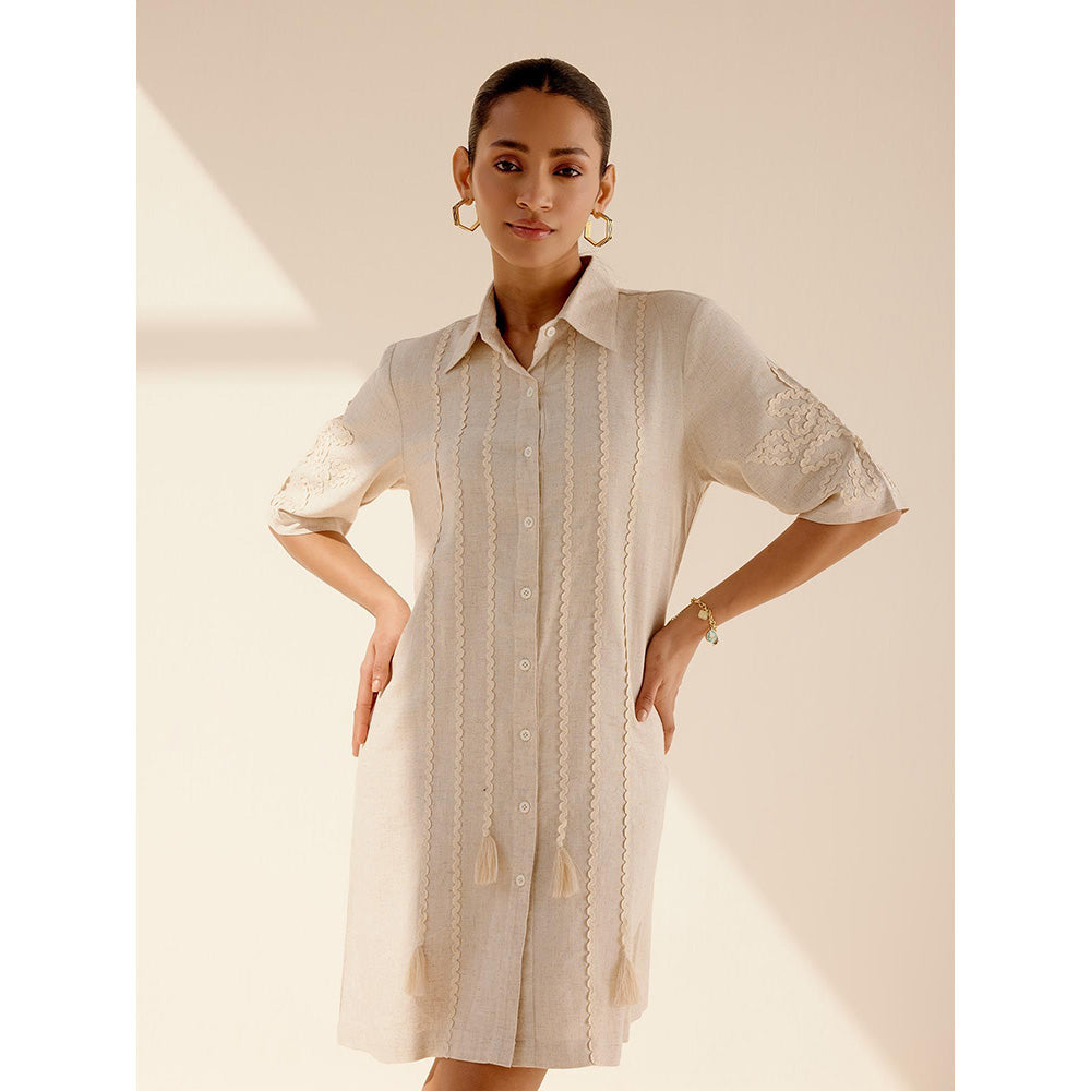 TRISARA Beige Sand Dress with Belt (Set of 2)