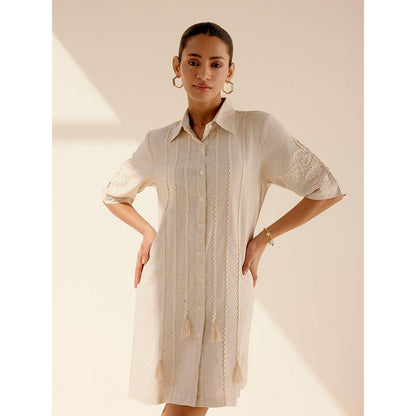 TRISARA Beige Sand Dress with Belt (Set of 2)