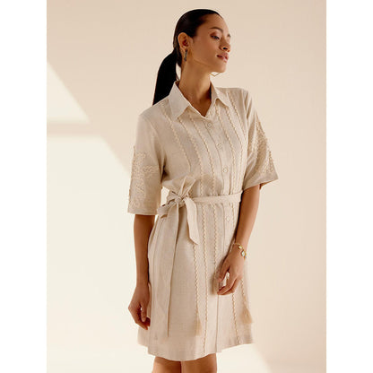 TRISARA Beige Sand Dress with Belt (Set of 2)