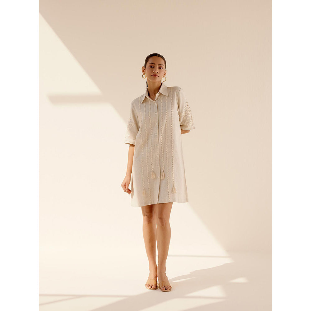 TRISARA Beige Sand Dress with Belt (Set of 2)