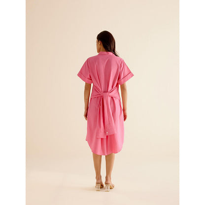 TRISARA Pink Salmon Dress with Attached Belt