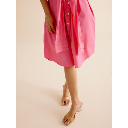 TRISARA Pink Salmon Dress with Attached Belt