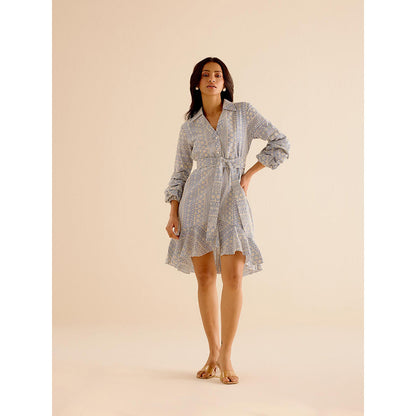 TRISARA Blue Dreamer Dress with Belt (Set of 2)