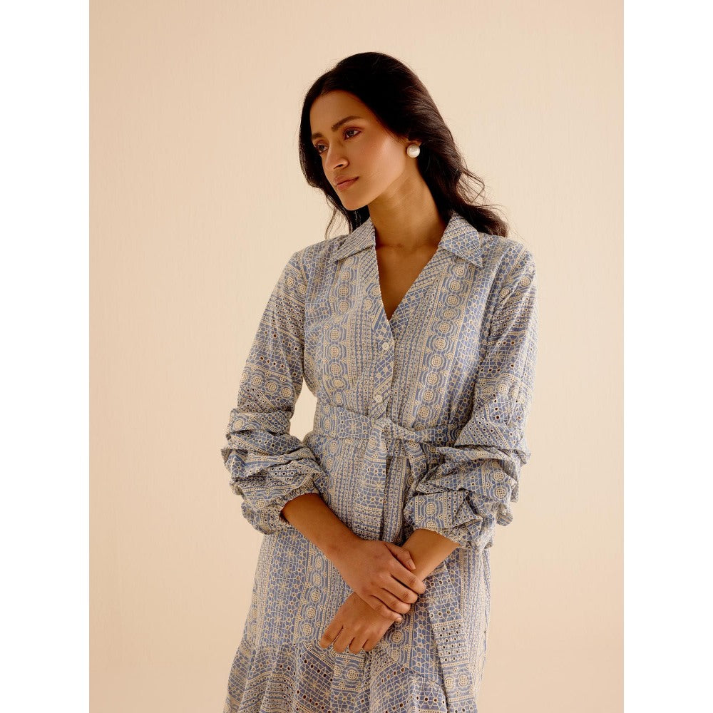 TRISARA Blue Dreamer Dress with Belt (Set of 2)