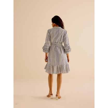 TRISARA Blue Dreamer Dress with Belt (Set of 2)