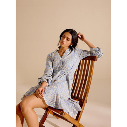 TRISARA Blue Dreamer Dress with Belt (Set of 2)