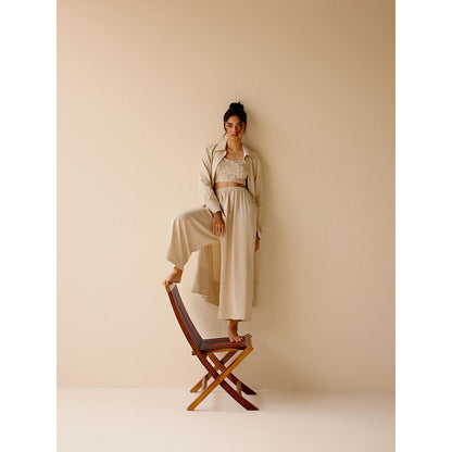 TRISARA Beige Forget Me Not Co-Ord (Set of 3)