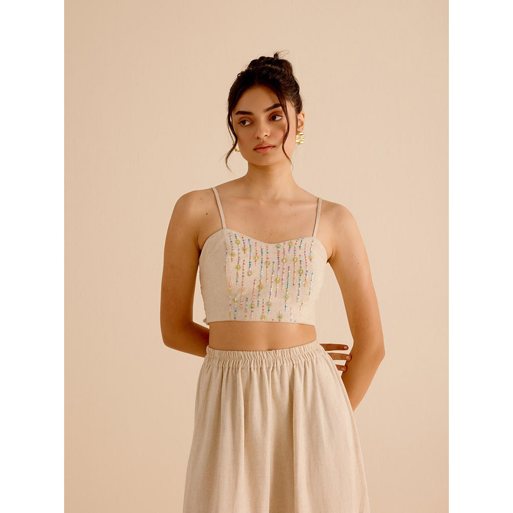 TRISARA Beige Forget Me Not Co-Ord (Set of 3)