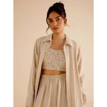 TRISARA Beige Forget Me Not Co-Ord (Set of 3)