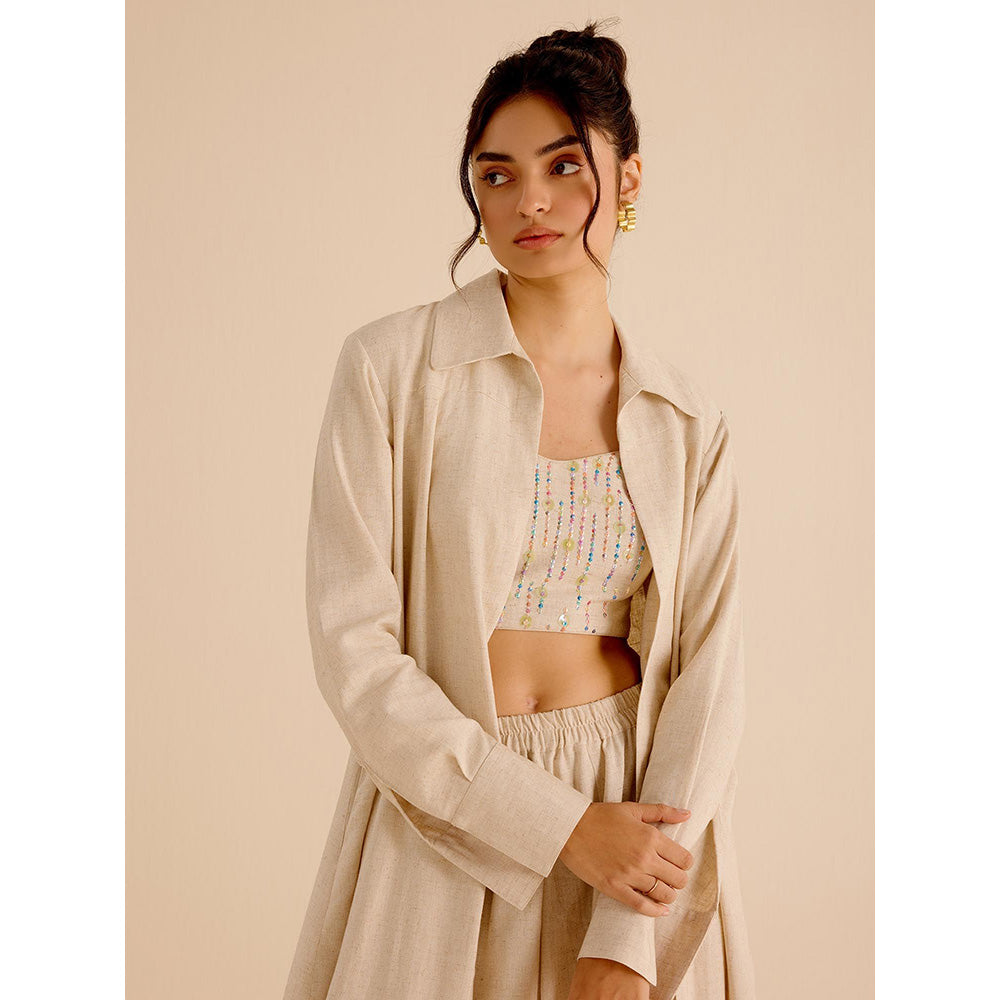 TRISARA Beige Forget Me Not Co-Ord (Set of 3)