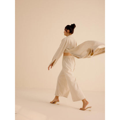 TRISARA Beige Forget Me Not Co-Ord (Set of 3)