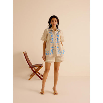 TRISARA Beige Floral Co-Ord (Set of 2)