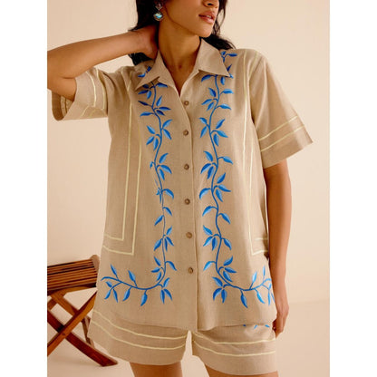 TRISARA Beige Floral Co-Ord (Set of 2)