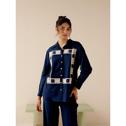 TRISARA Navy Blue Rhythm Co-Ord (Set of 2)