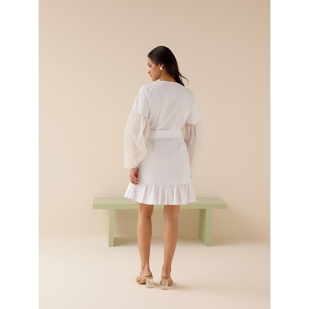 TRISARA White Buttercup Dress with Belt (Set of 2)