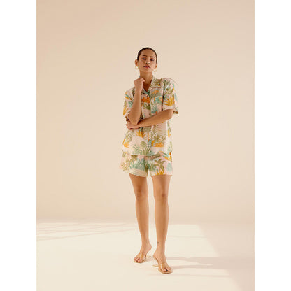 TRISARA Wild Flower Print Shirt and Shorts (Set of 2)
