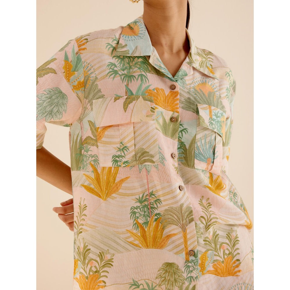 TRISARA Wild Flower Print Shirt and Shorts (Set of 2)