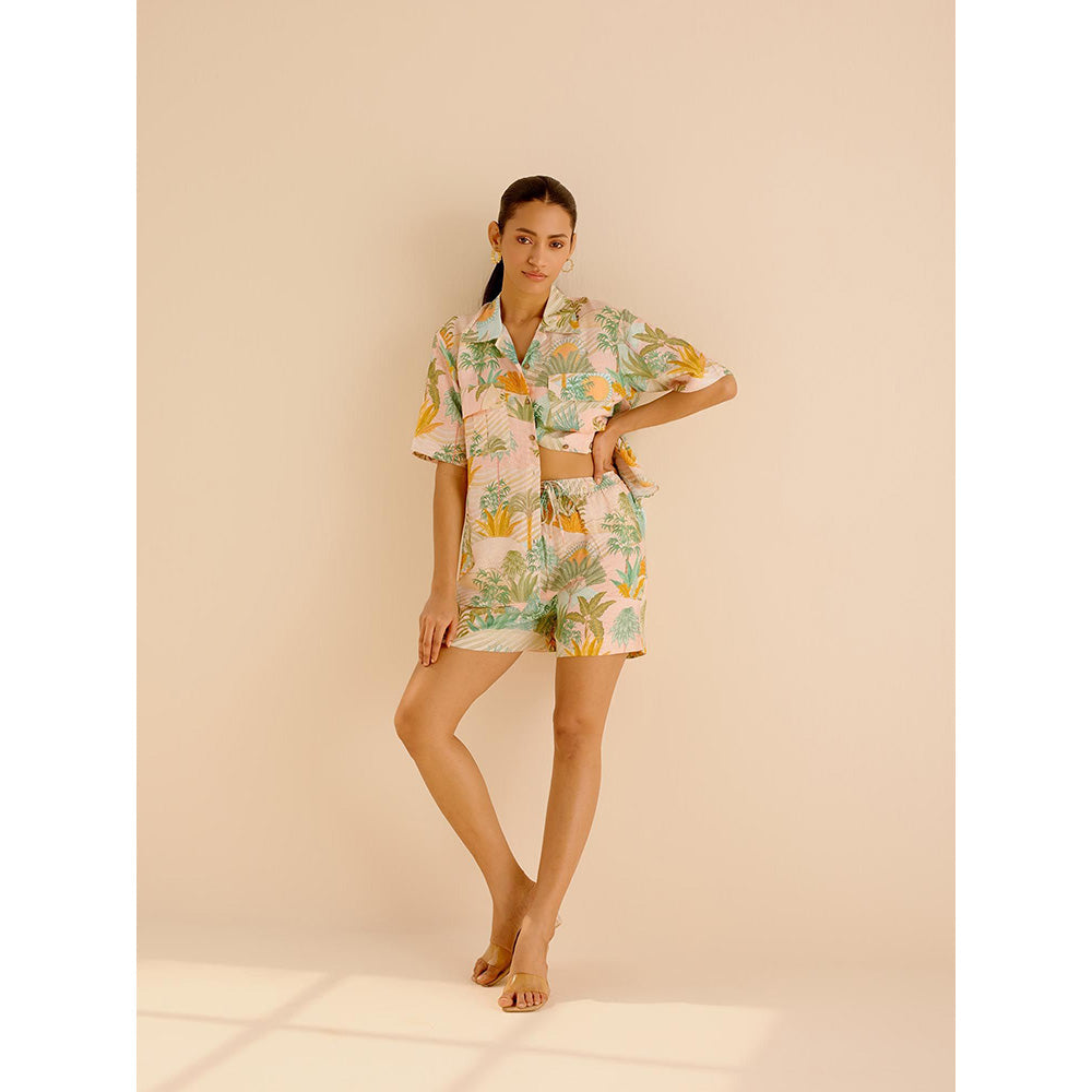 TRISARA Wild Flower Print Shirt and Shorts (Set of 2)