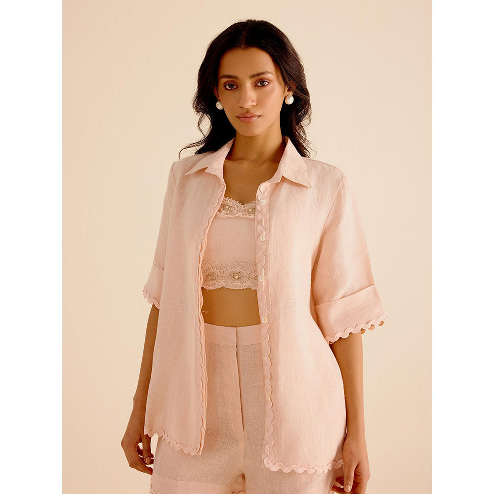 TRISARA Natura Solid Bustier with Shirt and Shorts (Set of 3)