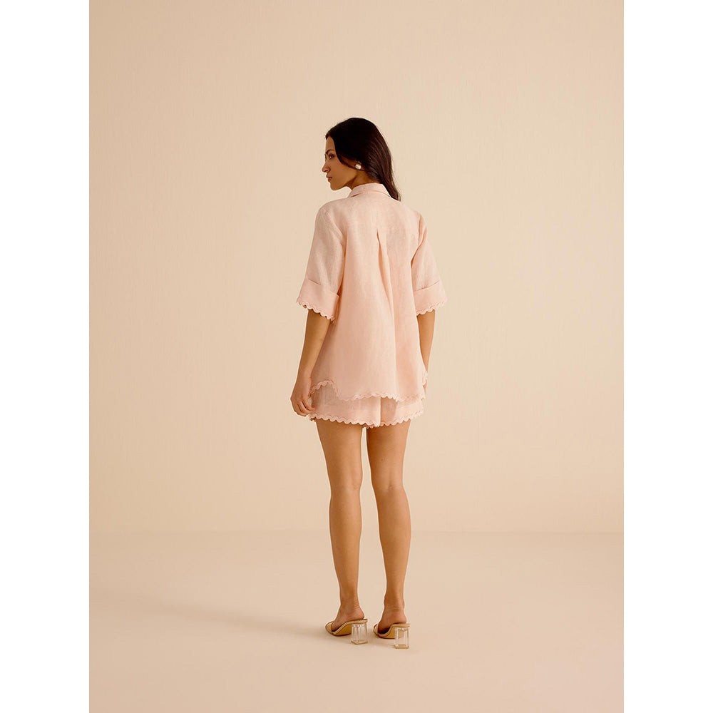 TRISARA Natura Solid Bustier with Shirt and Shorts (Set of 3)