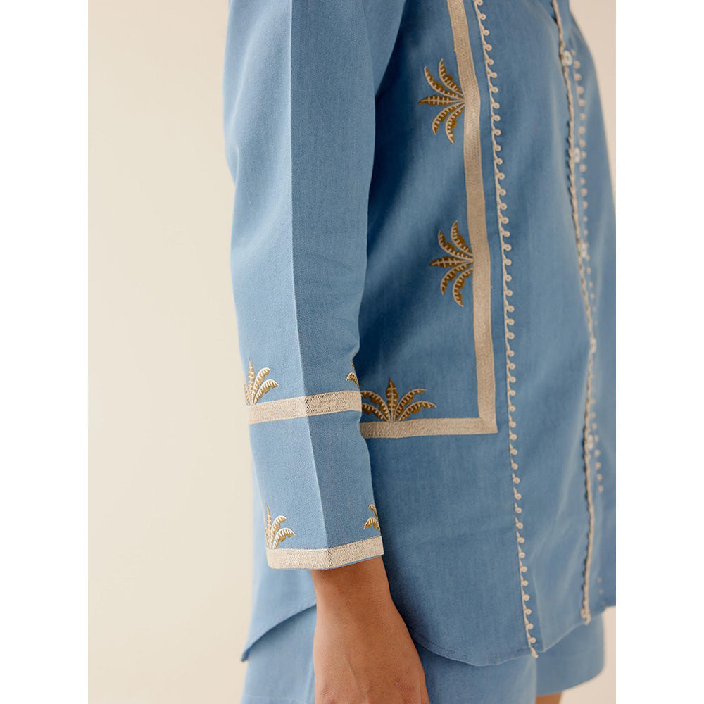 TRISARA Palm Embroidered Top and Shorts (Set of 2)