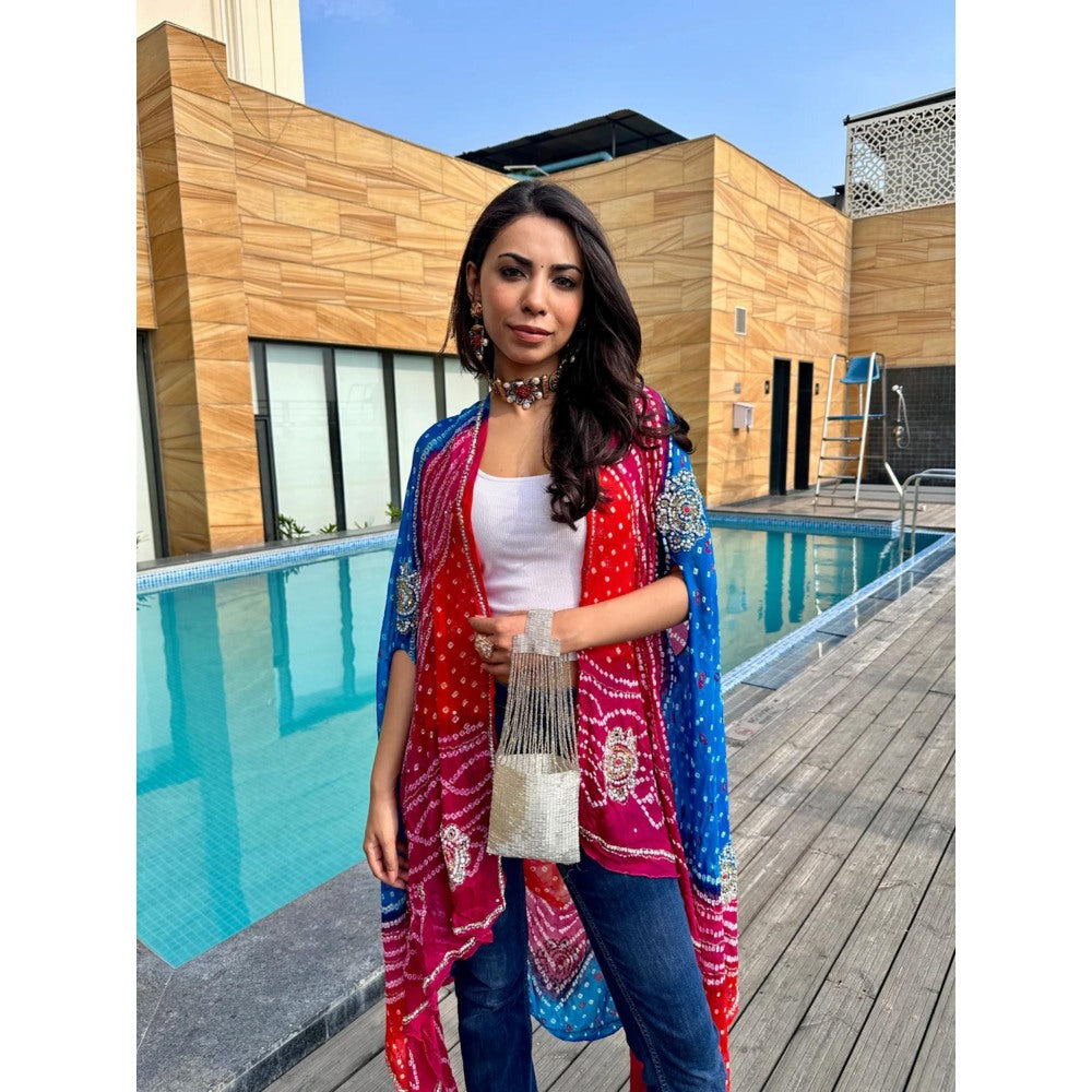 Tussya by Shreya Bandhani Multi-Color Luxe Cape