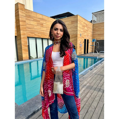 Tussya by Shreya Bandhani Multi-Color Luxe Cape