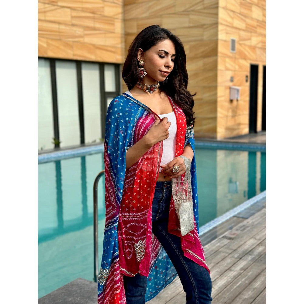Tussya by Shreya Bandhani Multi-Color Luxe Cape