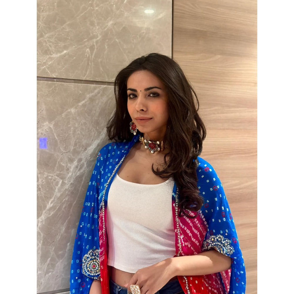 Tussya by Shreya Bandhani Multi-Color Luxe Cape