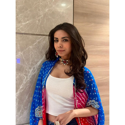 Tussya by Shreya Bandhani Multi-Color Luxe Cape